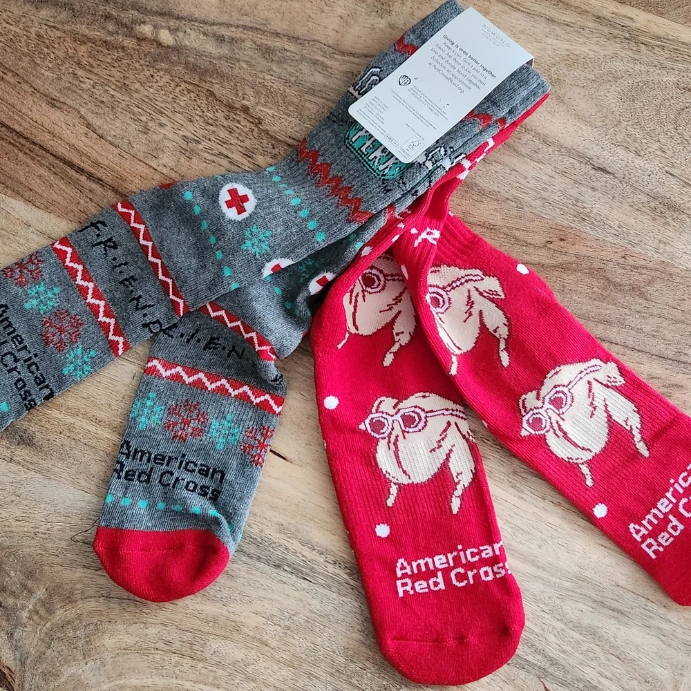 Friends Central Perk and American Red Cross Snowflake Socks